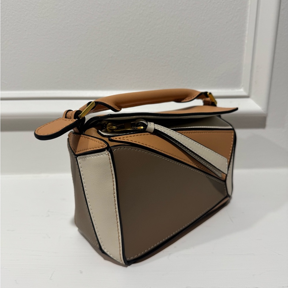 Mini Geo Panel Structured Bag - Brown/Copper/Beige - Picture 6 of 14